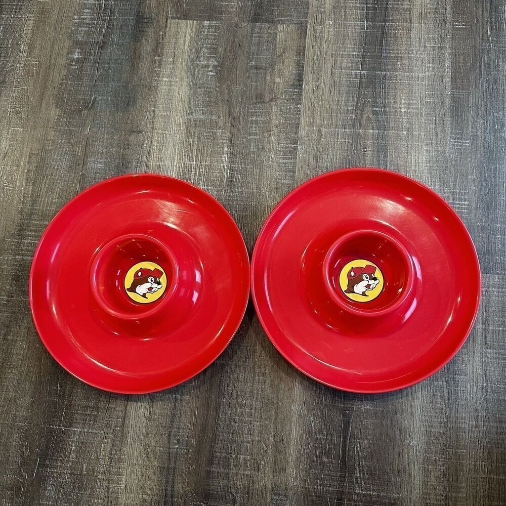 Lot Of 2 Bucees Party Plate Chips And Dip Tray Great Plate Beaver Buc-ee’s‎